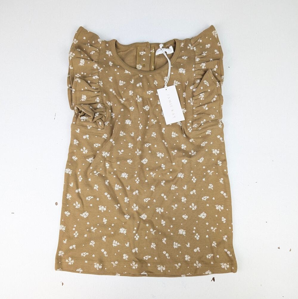 Jamie Kay Girl's 8 Brown Floral Ruffle Tank Top